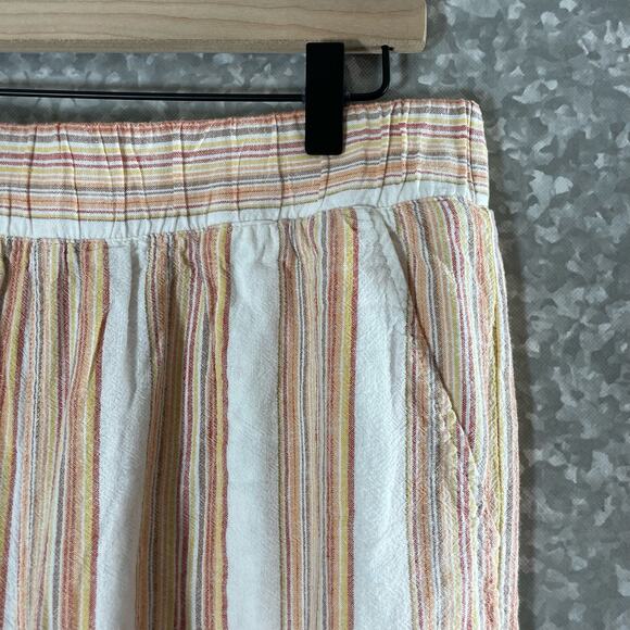 Cloth & Stone Orange & White Striped Wide Leg Cropped Pants - Size Large - Linen - Picture 2 of 7